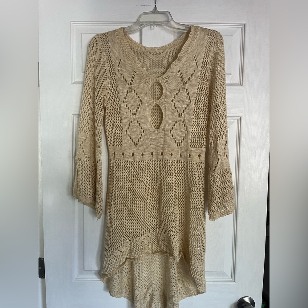 Elegant Beige Knit Cover-Up